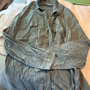 Womens Green Casual Jacket shacket